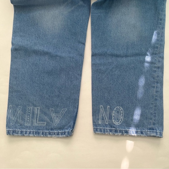 ZARA Light Wash Novelty Embroidered ‘MILANO’ Cropped Jeans Size 8 - Picture 7 of 13